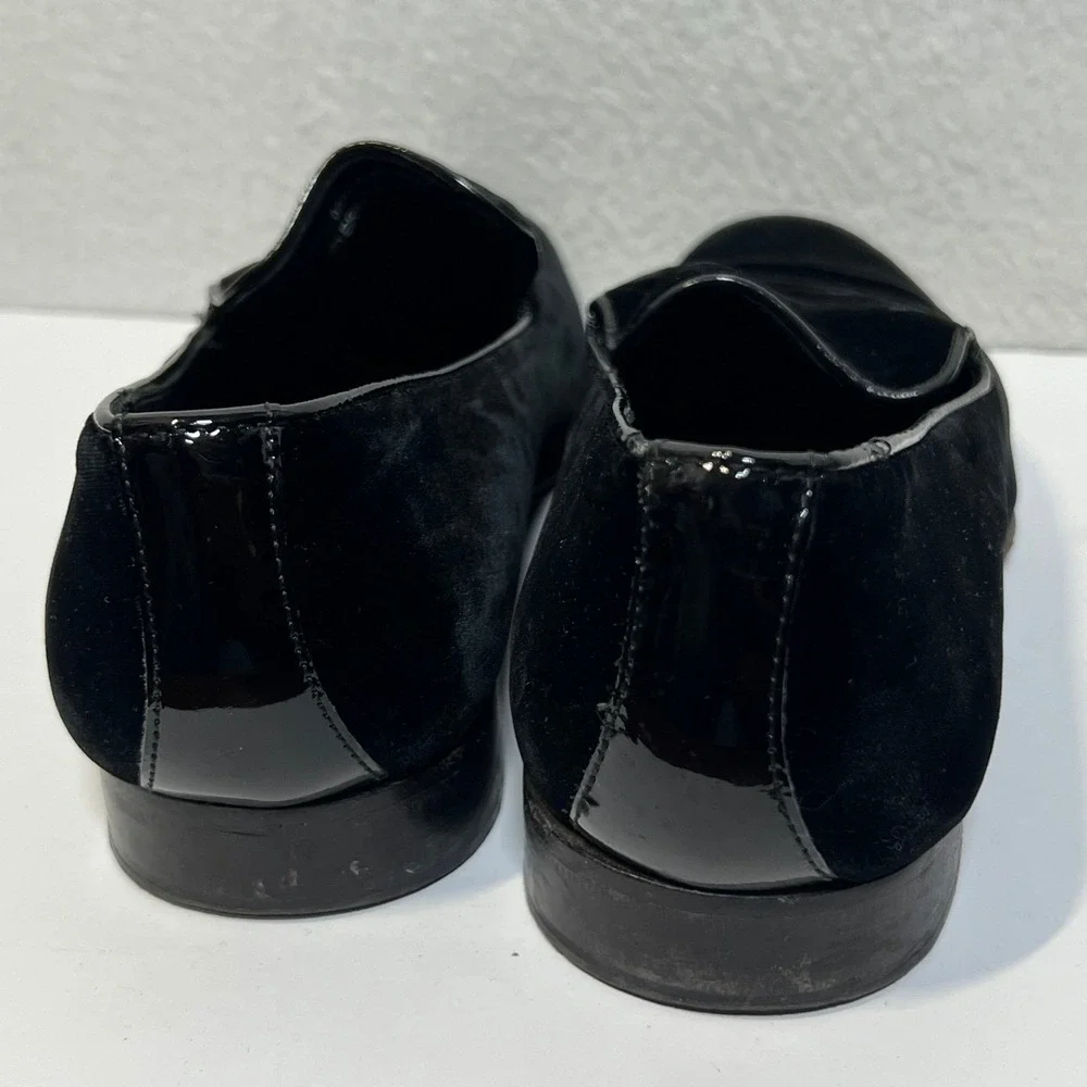 Saks Fifth Avenue Mens Black Velvet Loafers Italian Made Smoking Slippers 9 M